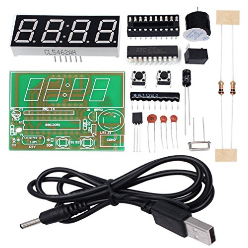 2 Pack, 4-Digit Digital Clock Kits with PCB for Soldering Practice Learning Electronics with English Instructions