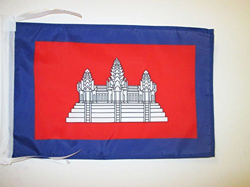 AZ FLAG French Protectorate of Cambodia 1863-1953 Flag 18'' x 12'' Cords - Historic Cambodian Small Flags 30 x 45cm - Banner 18x12 in