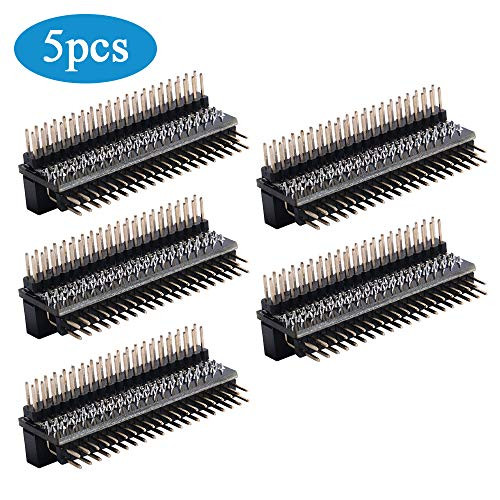 GeeekPi Micro Connectors Raspberry Pi 40-pin GPIO 1 to 2 Expansion Board 2 x 20-pin Strip Dual Male Header Double Row Straight GPIO Connector Pin Header Compatible with Raspberry Pi(5Pack)