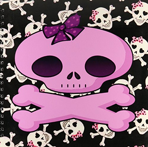3dRose db_62262_2 Girly Pink Skull with Bow on Skull Background Memory Book, 12 by 12-Inch