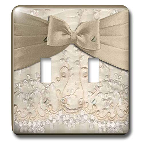 3dRose LLC lsp_23874_2 Sepia Bow On Lace, Double Toggle Switch