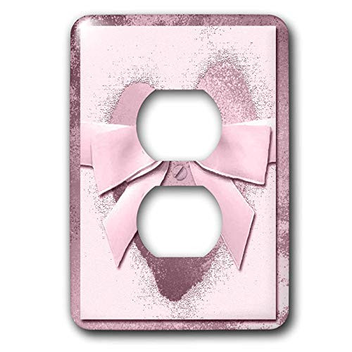 3dRose lsp_23889_6 Bow On Pink Heart 2-Plug Outlet Cover