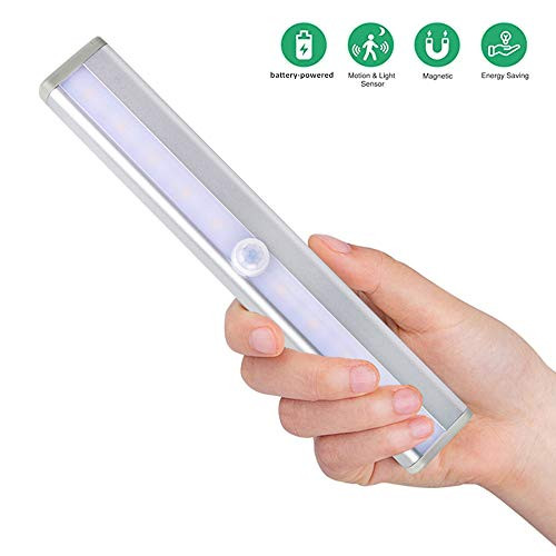 Motion Sensor Closet Lights, 10 LED Battery Operated Wireless Under Cabinet Light, with Magnetic Security Closet Light Stick Up Motion Sensor Night Lights for Closets Hallway Stairway