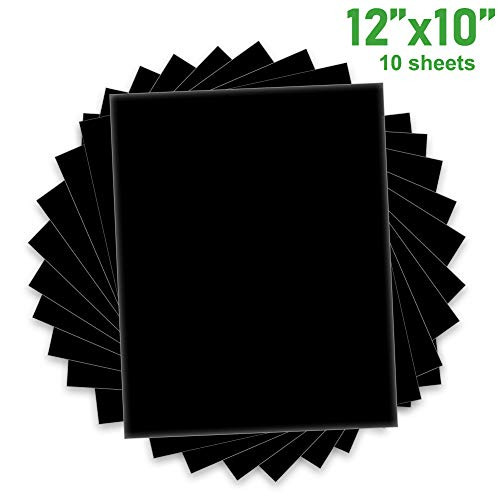 HTV Heat Transfer Vinyl Bundle Sheet by KISSWILL, 10 Pack 12"x10" Iron on HTV Vinyl Sheet Compatible with Silhouette Cameo or Other Cutting Machines (Black)