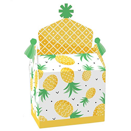 Big Dot of Happiness Tropical Pineapple - Treat Box Party Favors - Summer Party Goodie Gable Boxes - Set of 12