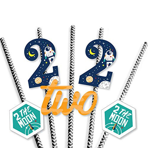 Big Dot of Happiness 2nd Birthday Two The Moon - Paper Straw Decor - Outer Space Second Birthday Party Striped Decorative Straws - Set of 24 Big Dot of Happiness 2nd Birthday Two The Moon - Paper Straw Decor - Outer Space Second Birthday Party Striped Decorative Straws - Set of 24