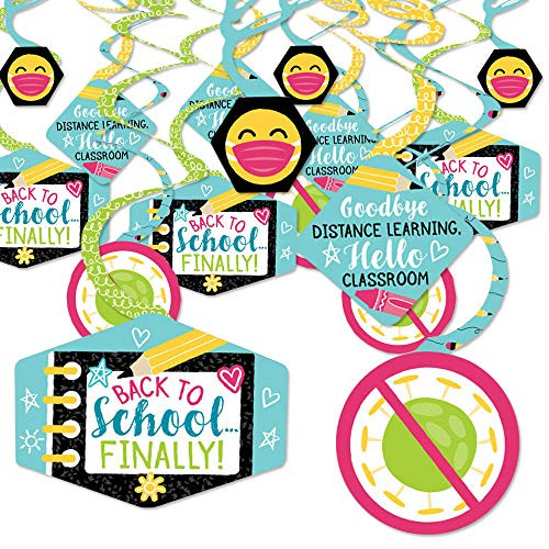 Big Dot of Happiness Goodbye Distance Learning - Back to School Classroom Hanging Decor - Party Decoration Swirls - Set of 40