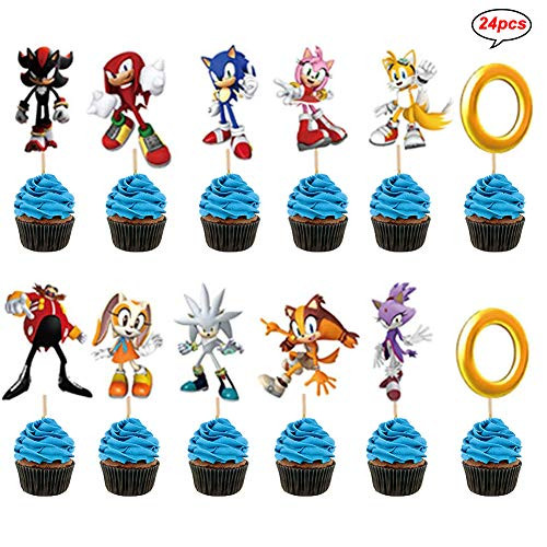 LEBERY Sonic the Hedgehog Cupcake Topper 24pcs, Sonic Birthday Cake Cupcake Decorations, Sonic Cake Cupcake Picks for Sonic the Hedgehog Party Birthday Baby Shower Party Supplies LEBERY Sonic the Hedgehog Cupcake Topper 24pcs, Sonic Birthday Cake Cupcake Decorations, Sonic Cake Cupcake Picks for Sonic the Hedgehog Party Birthday Baby Shower Party Supplies