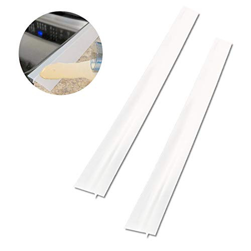 2 Pack Silicone Stove Counter Gap Cover, 25 inch Long Kitchen Counter Gap Filler, Long Gap Filler Seals Spills Between Counter, Stovetop, Oven, Washing Machine and Kitchen Appliances (Clear)