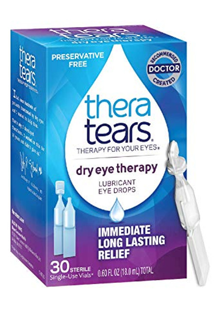 TheraTears Eye Drops for Dry Eyes, Dry Eye Therapy Lubricant Eyedrops, Preservative Free, 30 Count Single-Use Vials