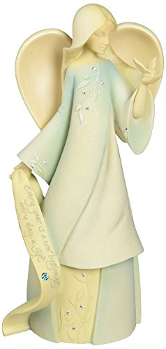 Foundations December Monthly Angel Stone Resin Figurine, 7.5