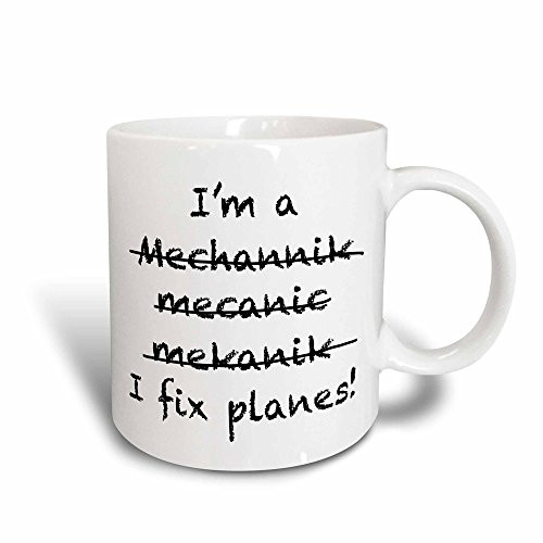 3dRose I'm A Mechanic I Fix Planes Magic Transforming Mug, 11 oz, Black/White