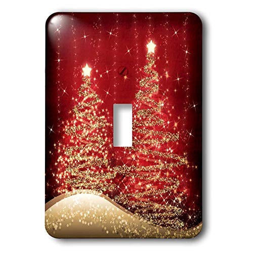 3dRose lsp_35705_1 Elegant Christmas Sparkling Trees Red Single Toggle Switch