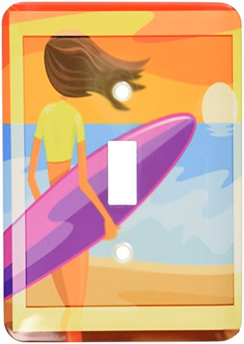 3dRose LLC lsp_98684_1 Pretty Surfer Girl Beach Art Single Toggle Switch