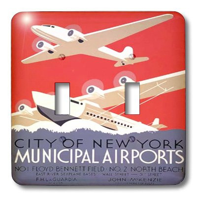 3dRose LLC 3dRose LLC lsp_155428_2 Vintage Airplane Over New York - Double Toggle Switch