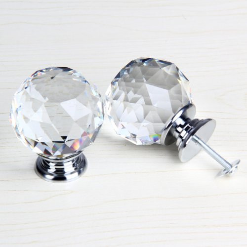 Revesun 4PCS/LOT 50mm Clear Crystal Glass Door Knobs Cabinet Pulls Cupboard Handles Drawer Knobs Wardrobe Home Hardware