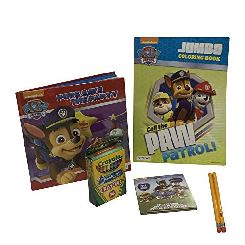 EverydayProducts101 Paw Patrol Activity & Coloring Book Bundle with Paw Patrol Reading Book and Sticker Book and Box of Crayons- 4 Items