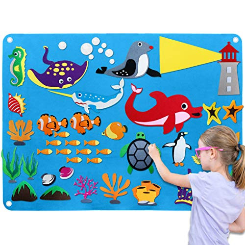Craftstory Felt Flannel-Board Story for Toddlers Kids Large Wall Hang Ocean Storyboard as Children Learning Storytelling Activity Play Kits