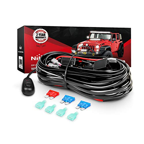 Nilight Wiring Harness Kit for Led Work Light Bar 12V Wiring ON/OFF Switch Relay Harness Kit for Off Road Atv/jeep Included