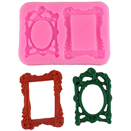 Mujiang Sugarcraft Mirror Frame Chocolate Candy Fondant Vintage Silicone Molds For Cake Decorating