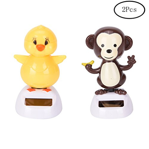 CosCosX 2 Pcs Window Sun Catcher Solar Powered Dancing Animal Swinging Animated Bobble Dancer Toy Car Decor,Portable Suncatchers