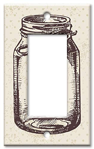 Art Plates 1-Gang Rocker (Decora) OVERSIZE Switch Plate/OVER SIZE Wall Plate - Mason Jar