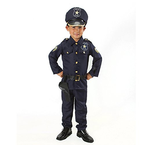 MONIKA FASHION WORLD Police Officer Costume Set for Kids Light up Badge on Shoulder T S M 3 4 5 6 7 'M 5-7' (S- 4) Blue