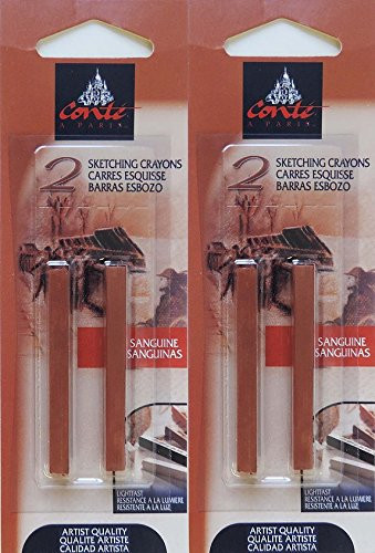 Conté à Paris Sanguine Sketching Crayons, 4 pc Set, Bundle of Artist Quality Crayons