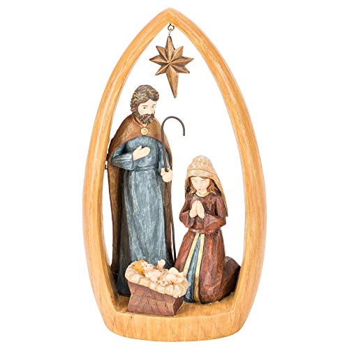Dicksons One Piece Wood Look Holy Family Natural Brown 9 inch Resin Stone Christmas Holiday Figurine Dicksons One Piece Wood Look Holy Family Natural Brown 9 inch Resin Stone Christmas Holiday Figurine