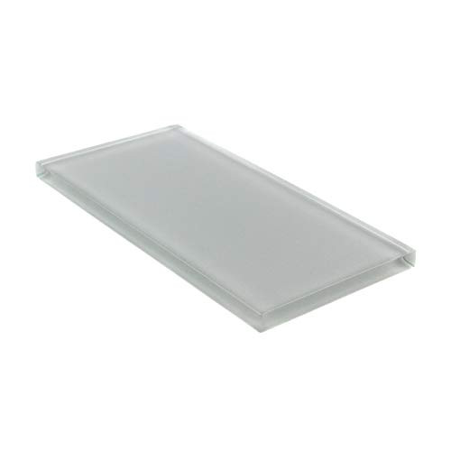 Giorbello Glass Subway Backsplash Tile, 3 x 6, Light Gray, Sample Tile (1 Piece)