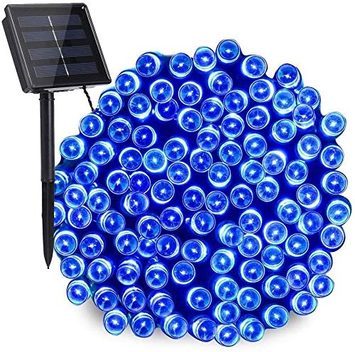 ArtDIY Solar String Lights,72ft 200 LED 8 Modes Waterproof Solar Powered Lights Outdoor Christmas Fairy Lighting for Xmas Tree Garden Homes Lawn Party Decor,Blue