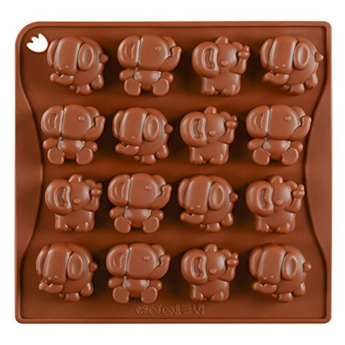 16 Cavity Elephant Candy Mold Trays, Silicone Baking Pan - Food Grade & BPA Free - Not Sticky Cake Decoration Mould For Mousse,Chocolate Brownie,Jelly,Ice Cream,Chiffon,Cheesecake,Fondant