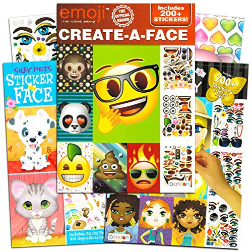 Bendon Publishing Make a Face Sticker Books for Girls Kids Toddlers -- Set of 3 Jumbo Books with Over 90 Faces and 750 Stickers (Sticker Face Activity Set)