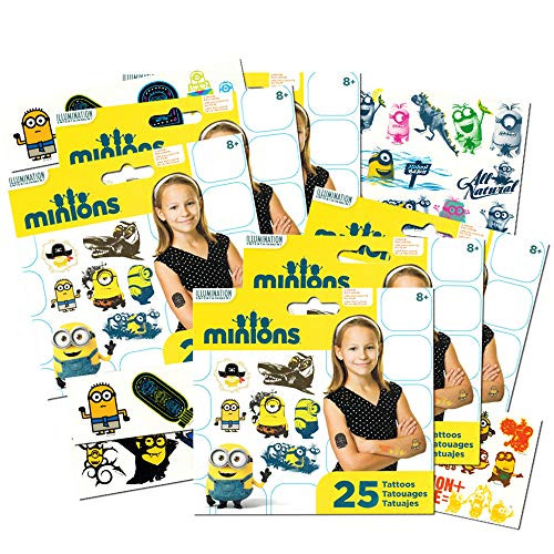 Minions Temporary Tattoos Party Favor Set (Bundle Includes 6 Packs ~ 150 Despicable Me Tattoos)