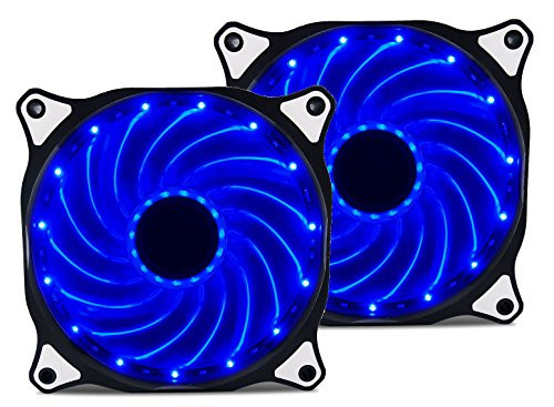 Vetroo 120mm Blue 15-LEDs Cooling Fan for Computer PC Cases, CPU Coolers and Radiators, 2-Pack