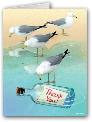Beach Bottle Thank You Note - 18 Boxed Cards & Envelopes
