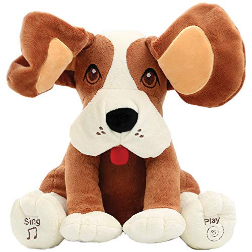 Animal House Plush Peek A Boo Singing Dog with Floppy Ears | Plays Peek-A-Boo & Sings Do Your Ears Hang Low?