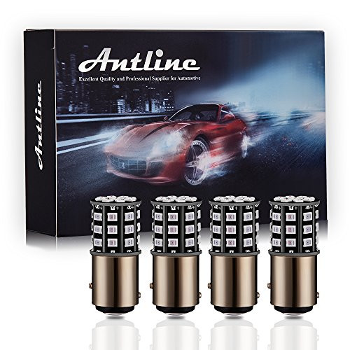 Antline 1157 2057 2357 7528 BAY15D LED Bulbs Brilliant Red, 12-24V Super Bright 800 Lumens Replacement for Tail Brake Lights, Turn Signal Lights, Parking Light (Pack of 4)