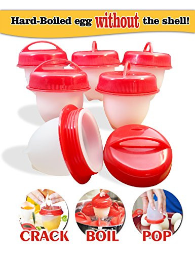 Egg Cooker-Hard Boiled Eggs without the Shell,Non Stick Silicone,boiled eggs mold, AS SEEN ON TV,6 Egg Cups