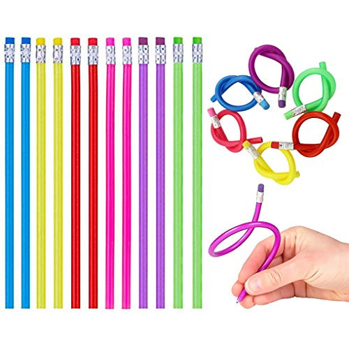 Rubbery Flexible Pencils, School Supplies, Prizes for Kids, Birthday Giveaways, Party Favors, 13" Flexible Pencil (12-Pack)