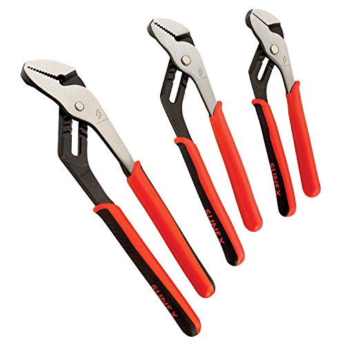 Sunex 3611V Tongue & Groove Pliers Set, 8" Tongue/Groove Joint Pliers, 10" Tongue/Groove Pliers, 12" Tongue/Groove Joint Straight Jaw Pliers, 4Piece