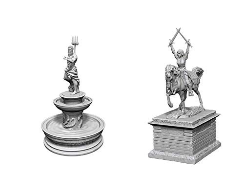 Wiz Kids Deep Cuts Unpainted Miniatures Bundle: Heroic Statue W10 + Fountain W10