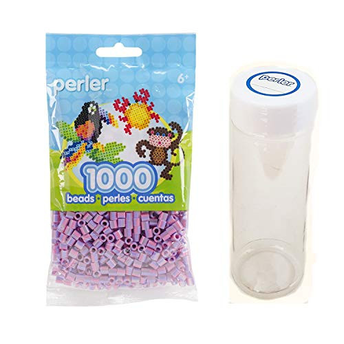 Perler Beads Bundle: Cherry Blossom Stripe Mix 1000 Bead Pack + Storage Cylinder
