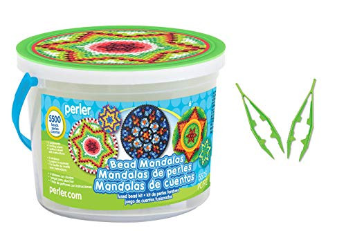 Perler Beads Bundle: Mandalas Bead Bucket Kit + Tweezers (2 Pack)