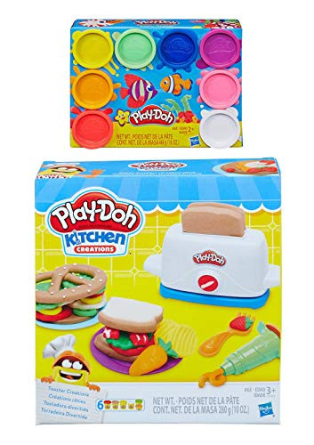 Play Doh Toaster Creations + Play Doh 8 Pack Rainbow Compound Bundle