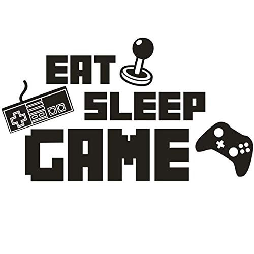 Finduat Eat Sleep Game Wall Decal Poster Lettering Wall Stickers Murals, Video Gamer Boy Wall Sticker, Game Décor Wall Stickers for Home Playroom Bedroom Game Boys Room