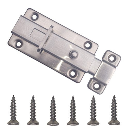 Arlai Stainless Steel Door Latch Sliding Lock Barrel Bolt Lock Latch - Security Latch with Spring Switch, Flush Bolt Latch for Door Lock Hardware