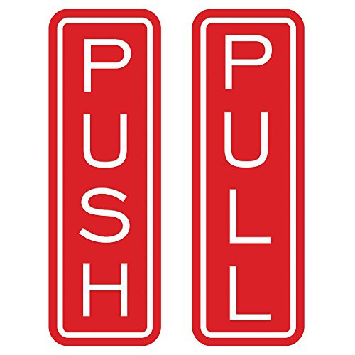 All Quality Classic Vertical Push Pull Door Sign (Red) - Large