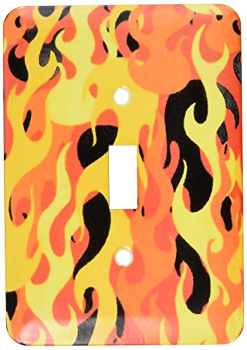3dRose lsp_43781_1 Orange Yellow Black Flames Single Toggle Switch
