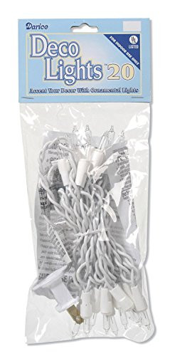 Darice 6 Pack LT20-1 20-Clear Bulb Light Set with White Cord for Indoor Use Only